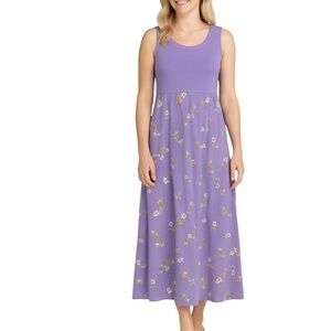 Carol Anderson Lavender Floral Sleeveless Tank Maxi Dress Sz S